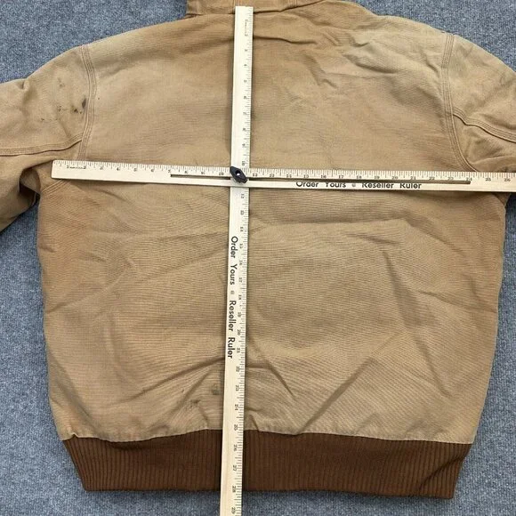 Vintage Carhartt Distressed Faded Tan/Brown XL Hooded Jacket USA Made J140-BRN